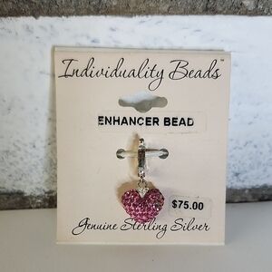 • Individuality Beads Enhancer Genuine Sterling Silver New W/ Defects Pink Heart